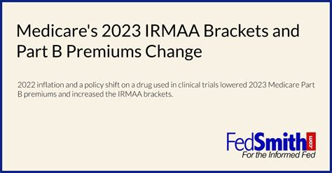 Medicare's 2023 IRMAA Brackets And Part B Premiums Change | FedSmith.com