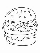 Delicious Burger Coloring Page With A Simple Outline Design Stock  sketch template