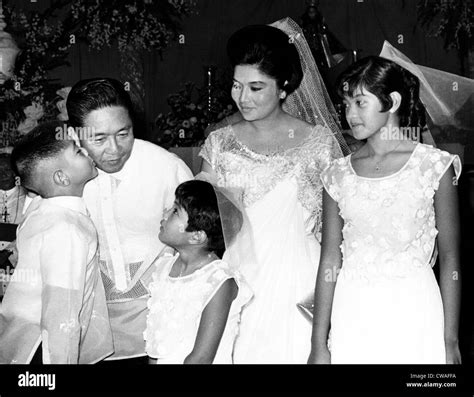 Ferdinand Marcos (second from left), 10th President of the Philippines, and family: Ferdinand ...