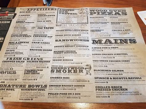 Menu at Amsterdam Brewhouse pub & bar, Toronto