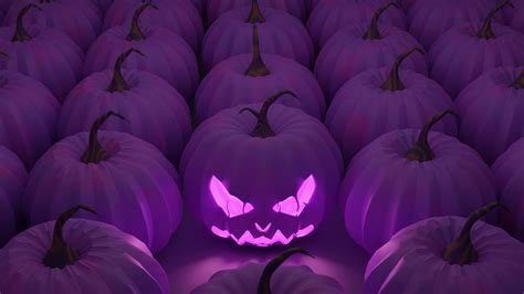 Halloween Pumpkin Wallpaper 4K, Purple aesthetic, Purple pumpkins