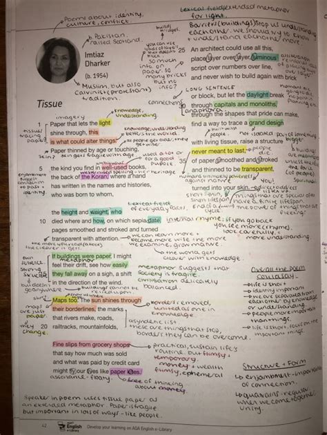 GCSE POETRY ANTHOLOGY - Tissue | English literature notes, English ...