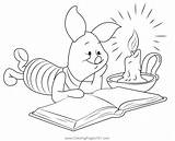 Piglet Reading A Book Coloring Page For Kids  Free Printable sketch template