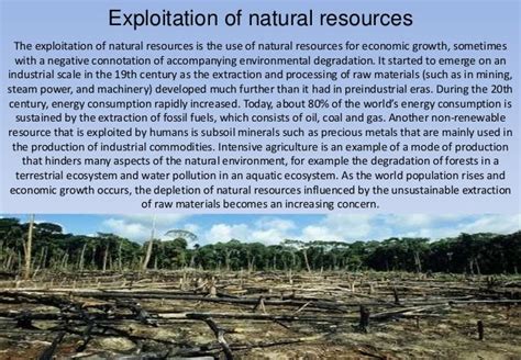 Environment management - exploitation & modification of natural r…