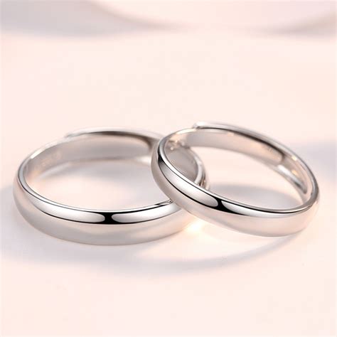 Plain Silver Couple Rings with Name Engraved