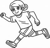 Happy Girl Running Isolated Coloring Page For Kids 34328671 Vector Art  sketch template