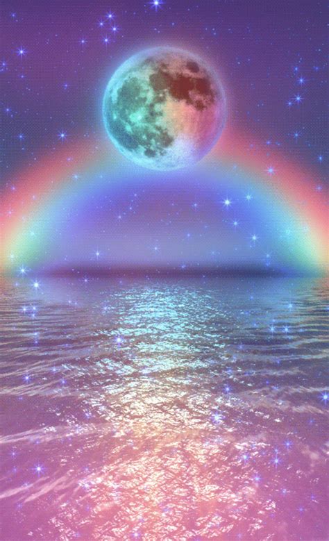 Abstract Rainbow Moon Wallpaper