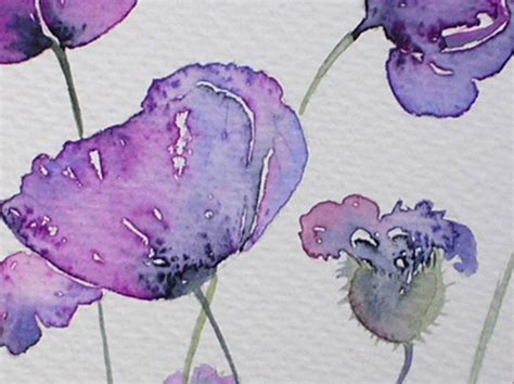 Watercolour Painting PURPLE POPPIES Original Art by Artist - Etsy