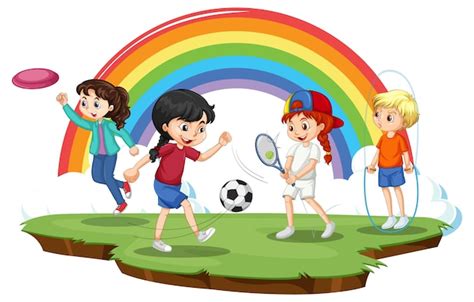 Free Vector | Happy children playing different sports