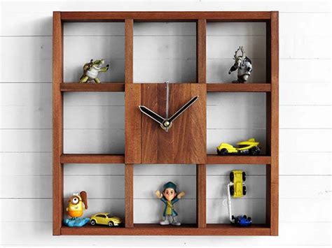 Raft Handmade Wooden Wall Clock with Integrated Storage Boxes | Gadgetsin