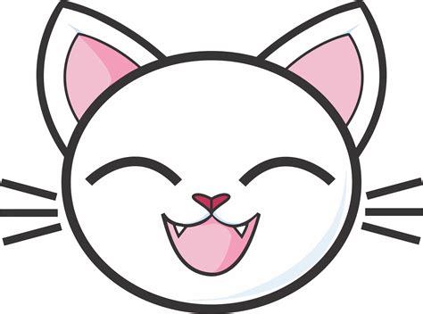Happy White Cat Icons Png - Happy Cat Face Cartoon Clipart - Full Size Clipart (#1884339 ...