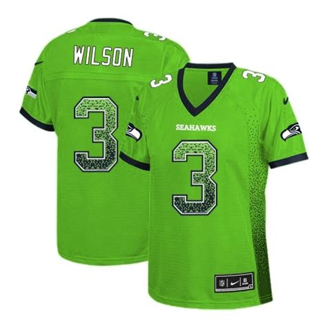 Women's 3 Russell Wilson Limited Green Drift Fashion Jersey - Russell ...