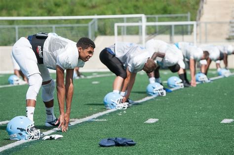 Images from the first day of hitting at Skyline High School football practice