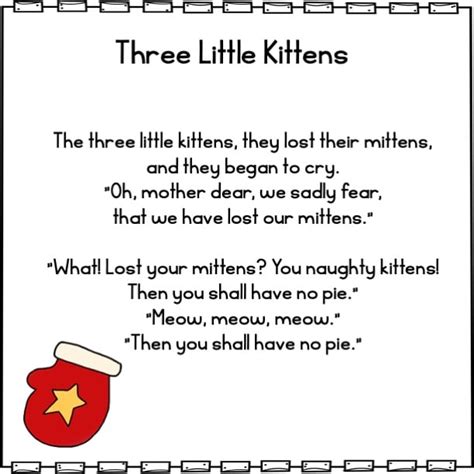 Pocket Chart Poem Three Little Kittens Nursery Rhyme | Made By Teachers