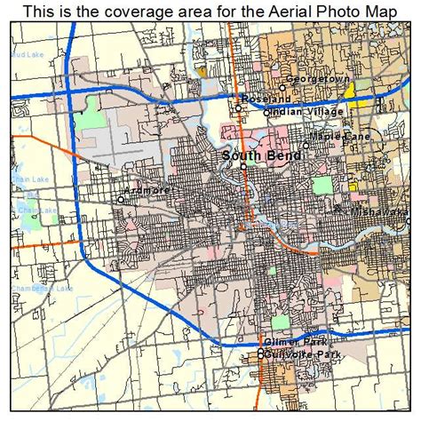 Aerial Photography Map of South Bend, IN Indiana