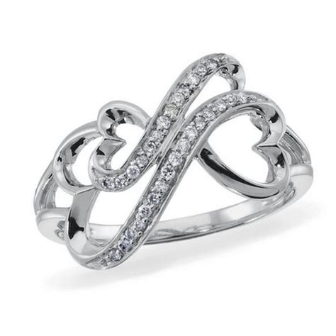 Infinity Heart, Silver and Diamond Accent Ring - Infinity Ring: Infinity Heart, Silver and ...