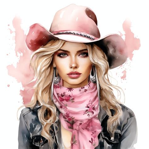 Premium Photo | Watercolor pink cowgirl bandana western wild west cowboy desert illustration clipart