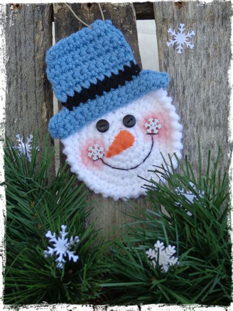 Snowman Christmas Ornament, Crochet Snowman, Snowmen, Christmas Tree, Package Tie On, Gift Tag ...