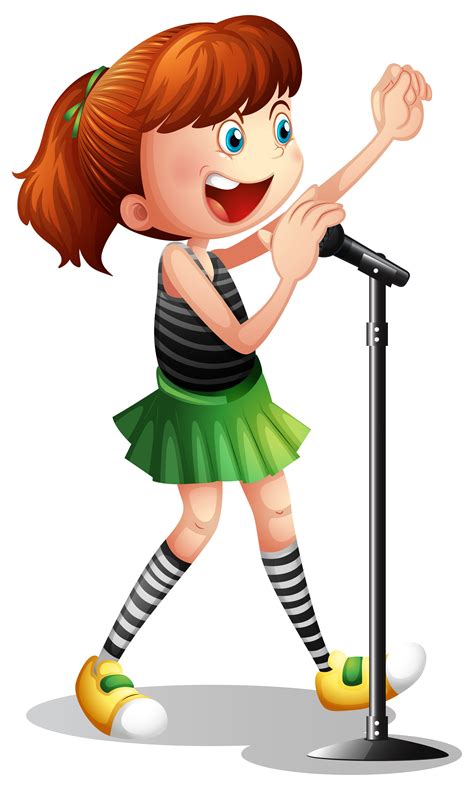 Girl singing on the microphone 559754 Vector Art at Vecteezy