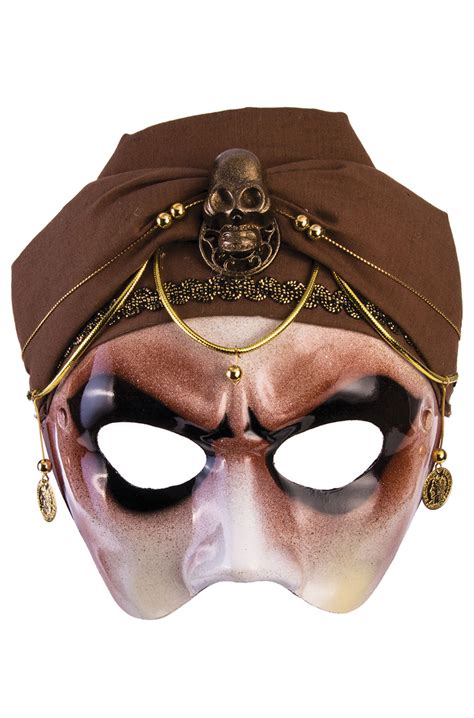 Male Fortune Teller Mask with Scarf (Brown) - PureCostumes.com