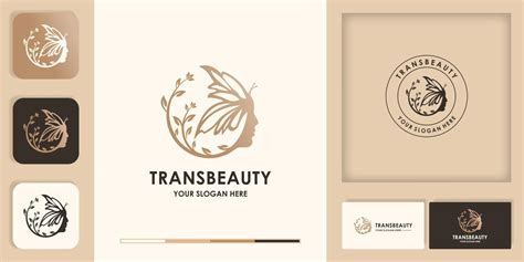 Beauty women face combine butterfly logo design, transformation logo ...