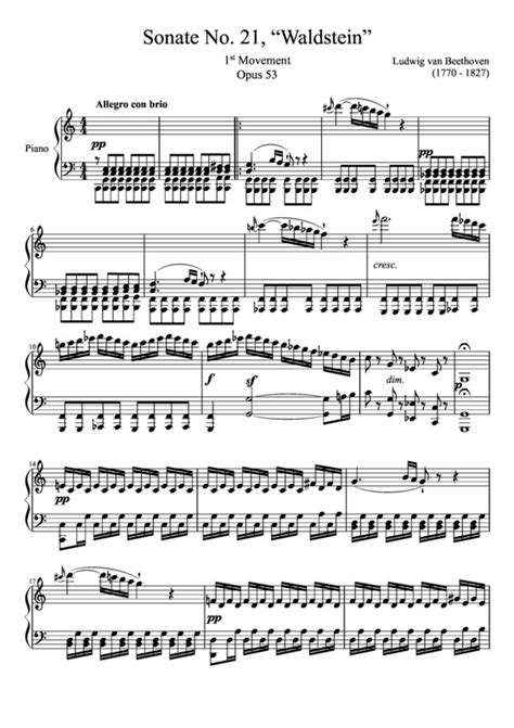 Super Partituras - Sonata No 21 Waldstein 1st Movement (Ludwig Van ...