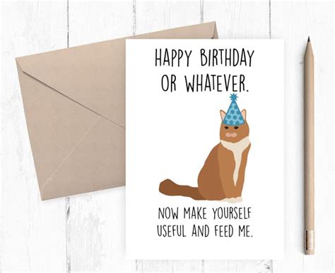 Funny Cat Birthday Card Birthday Printable Card Funny Cat | Etsy