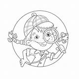 Coloring Page Outline Of Cartoon Girl Detective With Loupe Stock Vector  sketch template