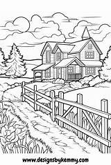 Country Scenes Coloring Pages For Stress Relief sketch template