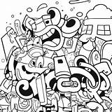 Graffiti Coloring Page Black And White Cartoon · Creative Fabrica sketch template