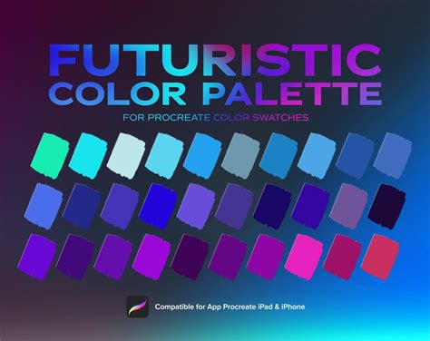 Futuristic Color Palette, Neon Color, Cyberpunk Color, Procreate Palette, Procreate Tools ...