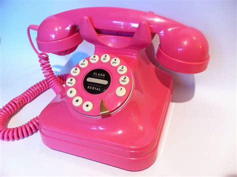 Vintage hot pink push button phone. Retro telephone. | Pink telephone, Retro office, Pink