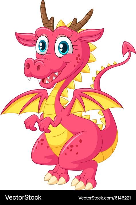 Cartoon cute pink dragon Royalty Free Vector Image