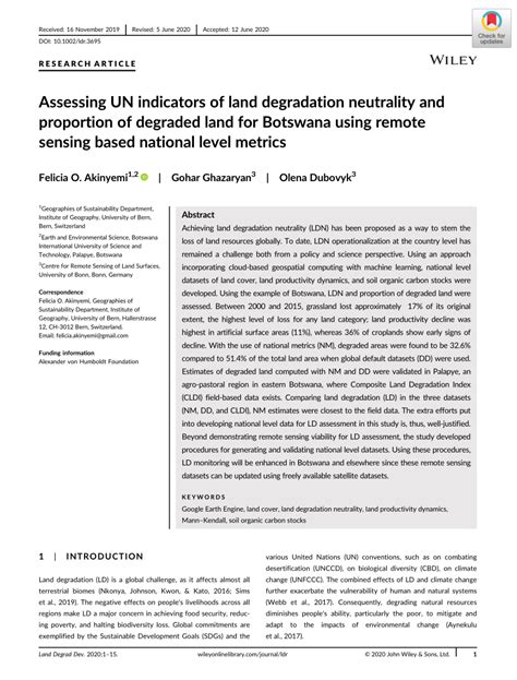 (PDF) Assessing Un Indicators Of Land Degradation Neutrality And Proportion Of Degraded Land ...