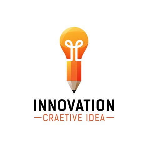 Creative idea, innovation logo design, pencil with bulb for tools ...