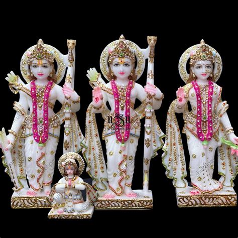 Buy Pure White Marble Elegant Ram Darbar Statue Set for home temple online in the UK from ...