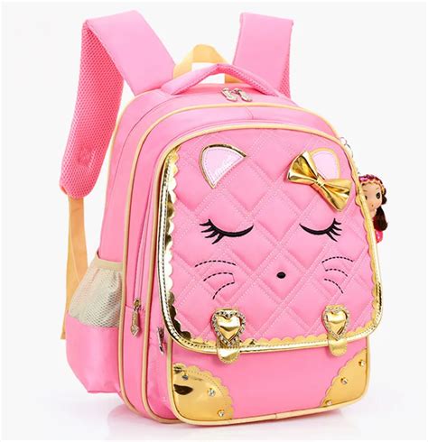 2017 New Girls School Bags Primary Waterproof Shoulder Bag Princess Lovely Butterfly Knot Kids ...