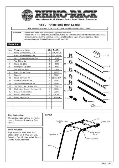 Rhino Side Boat Loader Fitting Instructions - Roof Rack City