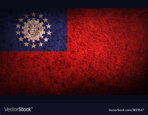 Flag of myanmar burma with old texture Royalty Free Vector