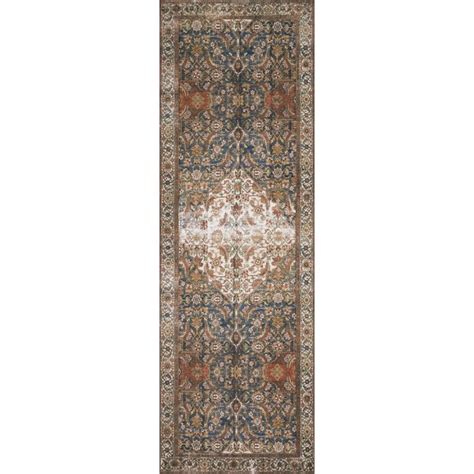 Loloi Layla 2'6" x 12' Runner Rug in Ocean and Brown | eBay