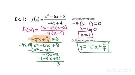 Finding the Asymptotes of a Rational Function in Quadratic Over Linear ...