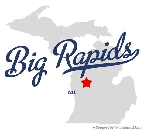 Map of Big Rapids, MI, Michigan