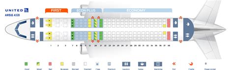 Seat map Airbus A320-200 United Airlines. Best seats in plane