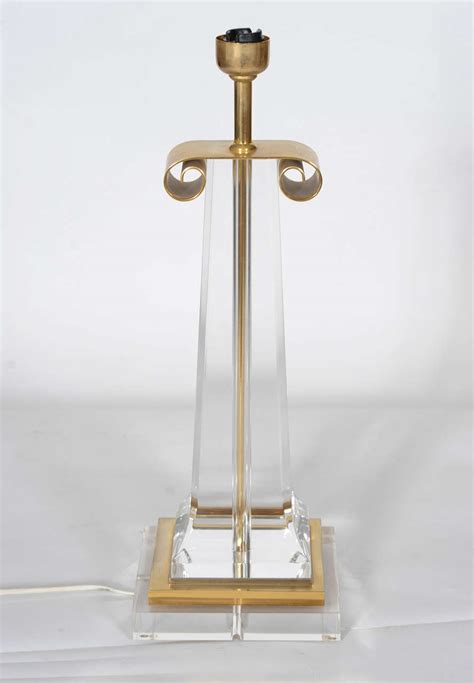 Hollywood Regency Pair of Lucite Table Lamps in Harp and Obelisk Shapes For Sale at 1stDibs