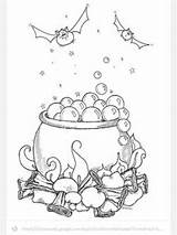 Halloween Coloring Pages Witch Cauldron Stirring 400 518  Homemade sketch template