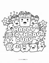 Happy Birthday Ruby Coloring Page  Home sketch template