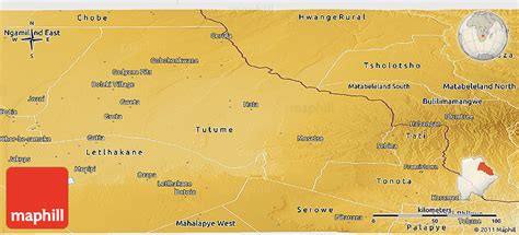 Physical Panoramic Map of Francistown Region