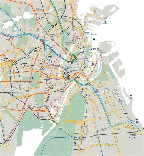 Map of Copenhagen bus: bus routes and bus stations of Copenhagen