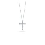 18K WHITE GOLD TINY TREASURES LARGE DIAMOND CROSS NECKLACE - Roberto Coin - North America