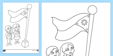 Philippine Flag Ceremony Coloring Sheet | Twinkl - Twinkl